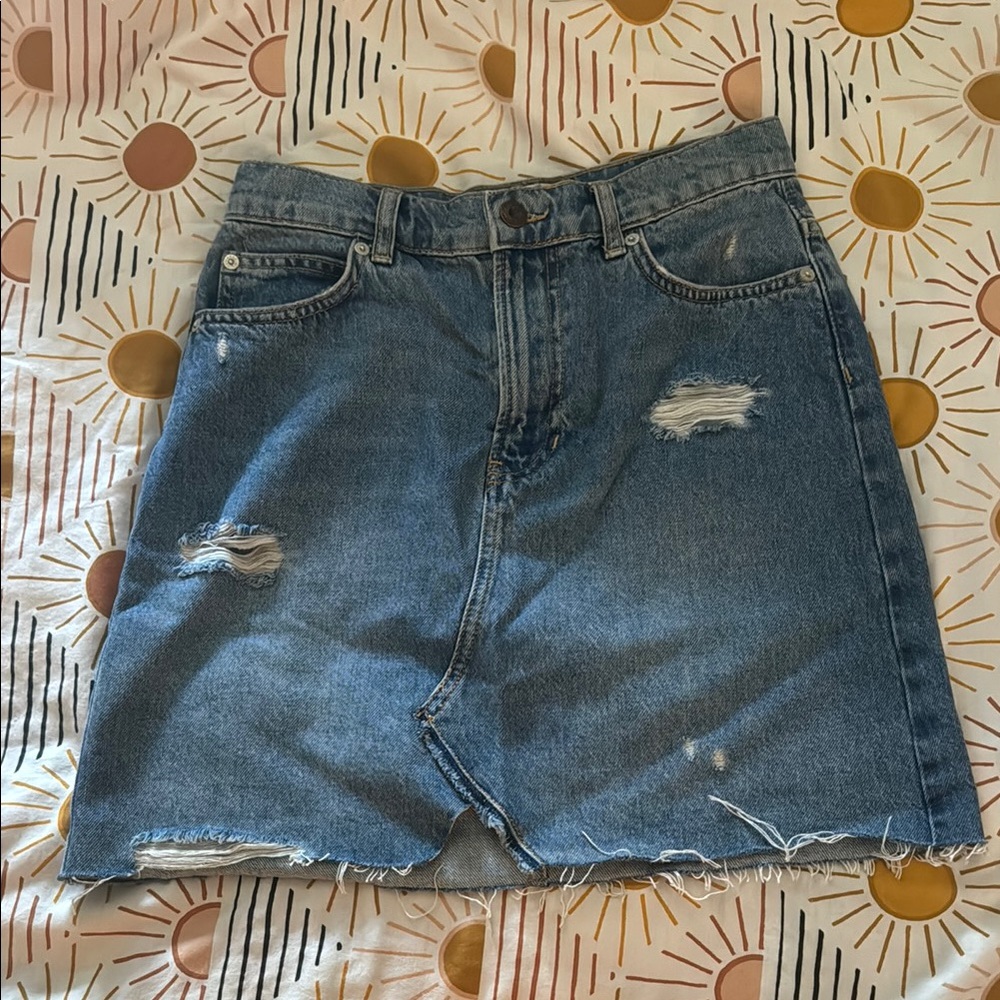 We The Free Blue A-Line Mini Skirt Cutoff